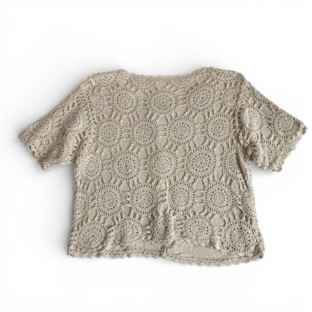 Moda Intl Women’s Crochet Beige Lined Women’s Sweater - L - Picture 3 of 9
